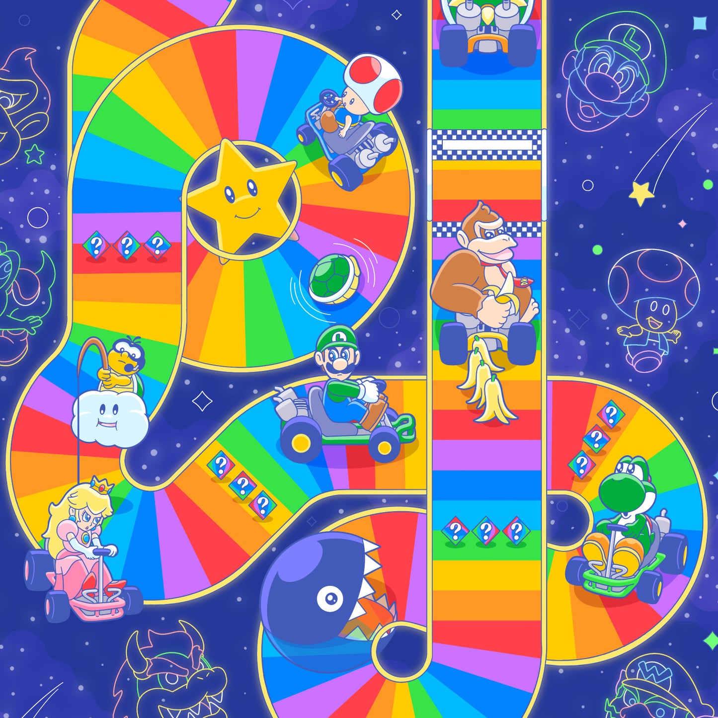 Rainbow Kart Map Print